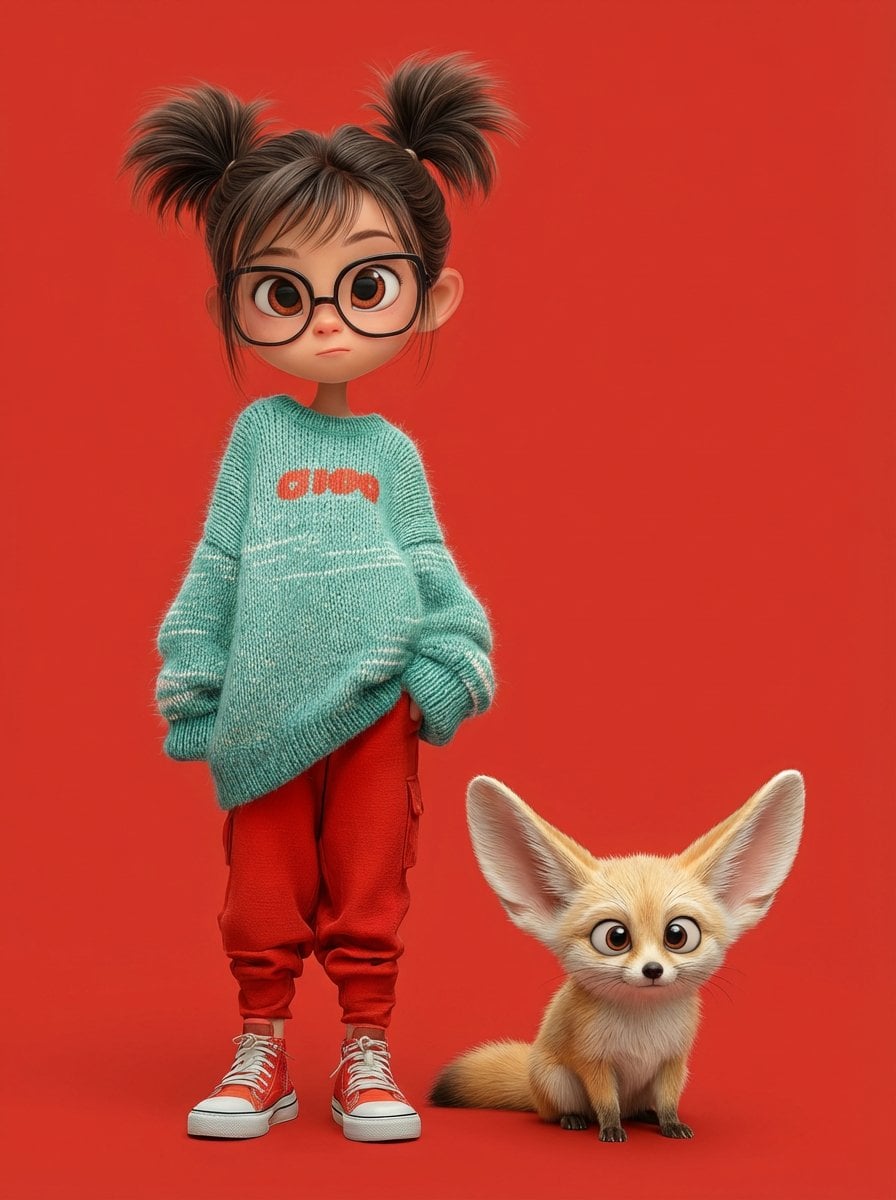 A cute 3D Pixar-style character portrait of a little girl... 变体图第2张 - 绘词工坊