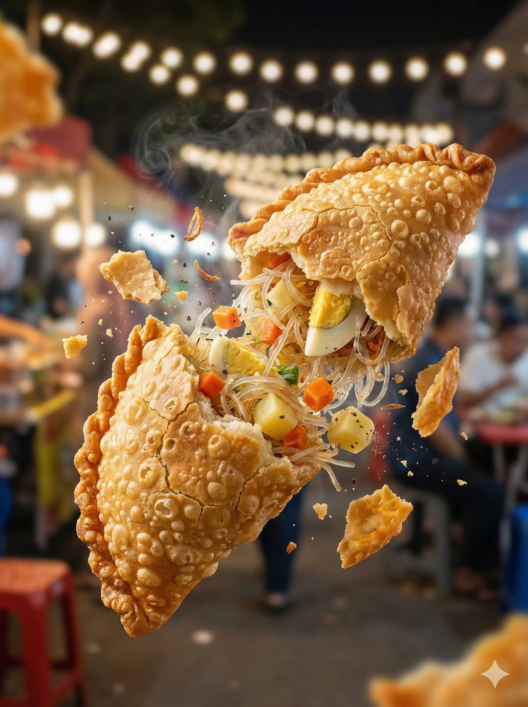 "Macro food photography of a crispy martabak telur tearin... 变体图第3张 - 绘词工坊