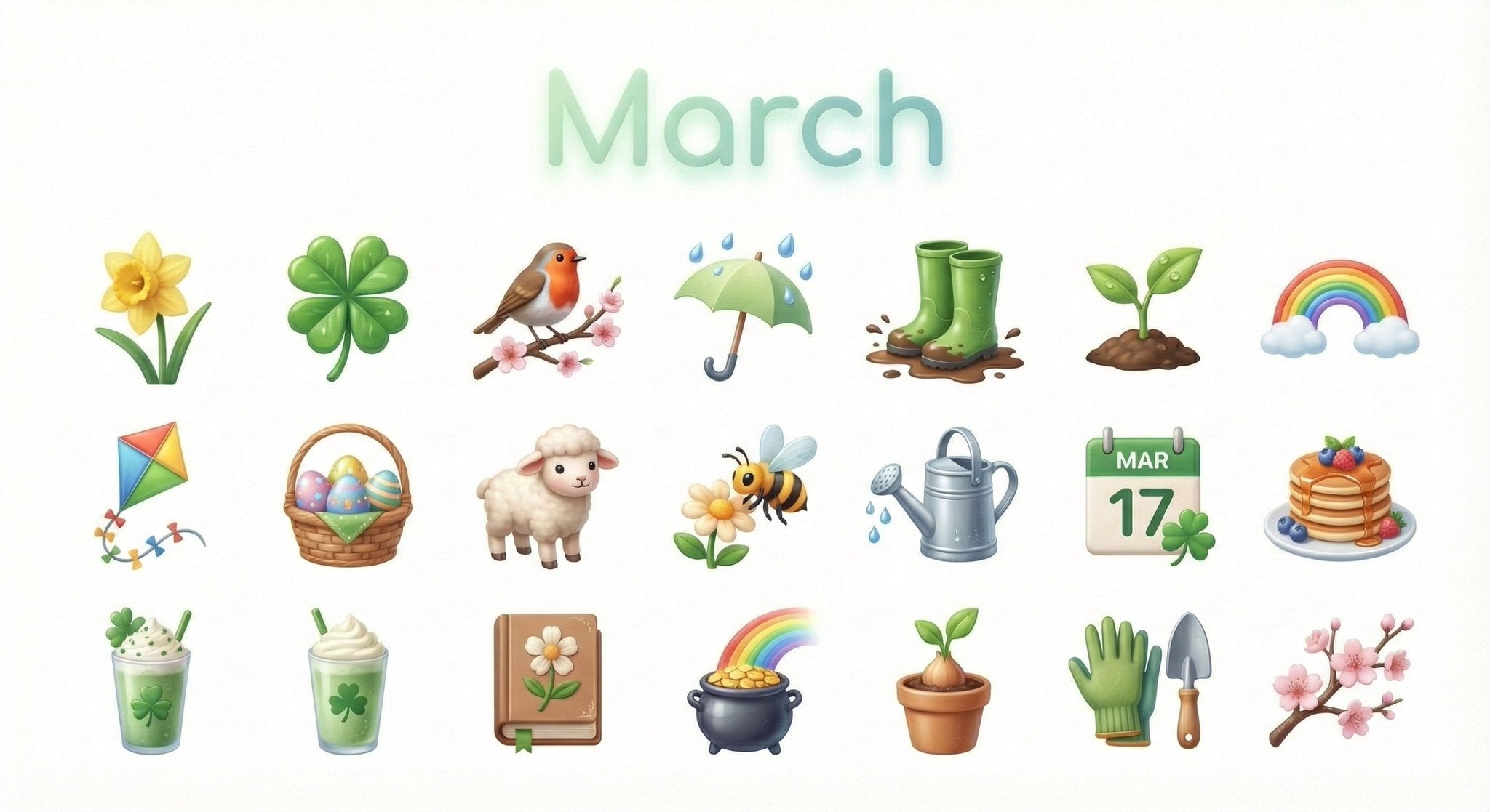 Create a collection of icons representing [Month] through... 变体图第2张 - 绘词工坊