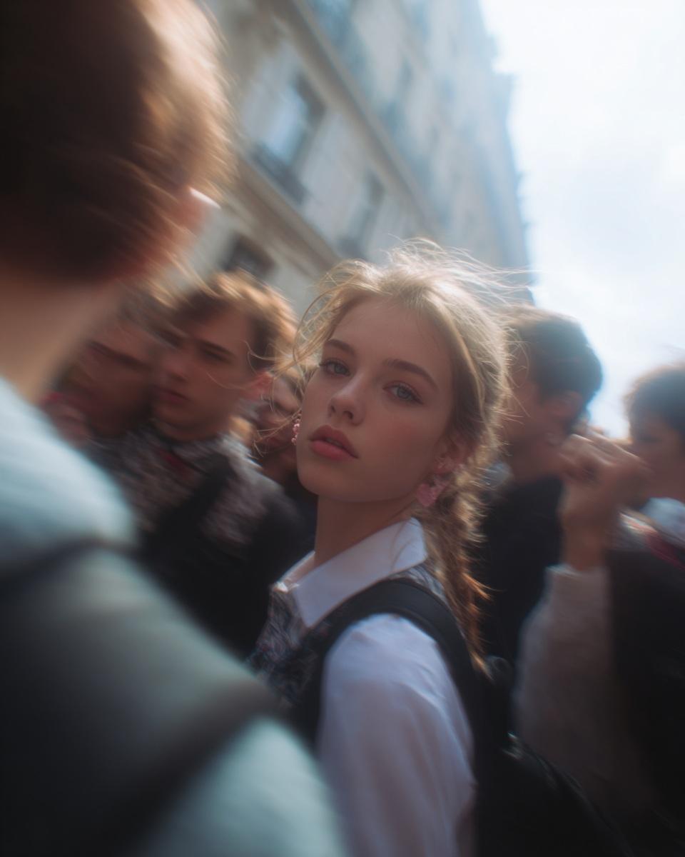 Paparazzi-style extreme close-up photo of a woman with st... 变体图第2张 - 绘词工坊