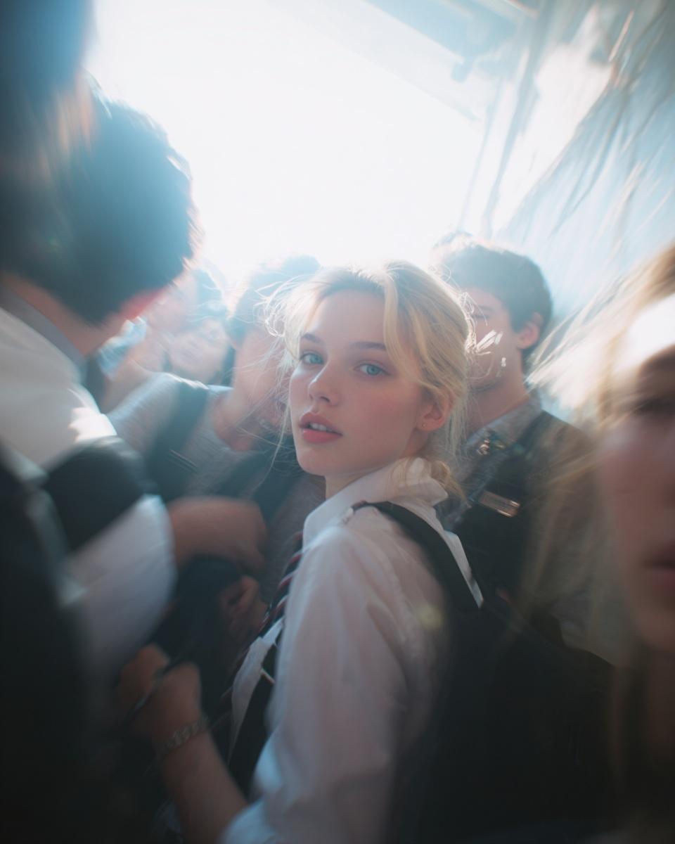 Paparazzi-style extreme close-up photo of a woman with st... 变体图第3张 - 绘词工坊
