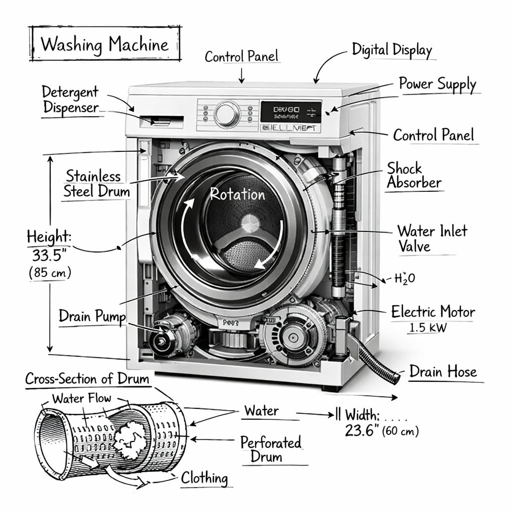 Create an infographic image of [washing machine], combini... 变体图第3张 - 绘词工坊