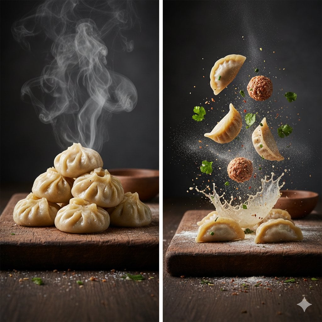 莫莫二人组美食摄影指南：蒸汽缭绕的饺子特写与电影质感