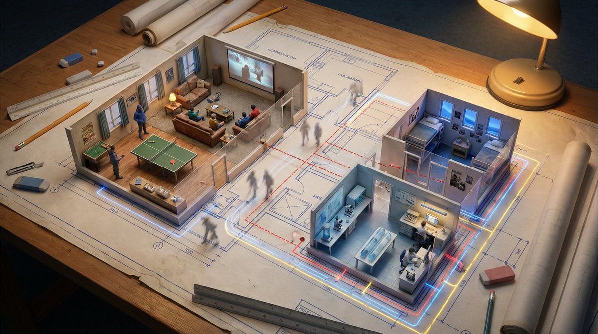 An architectural floor plan of {BUILDING_TYPE} spread acr... 变体图第4张 - 绘词工坊
