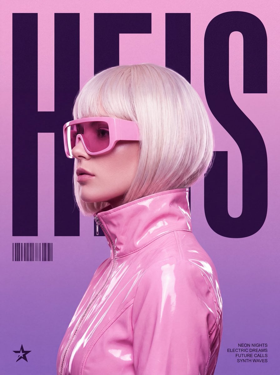 A stylized, retro-futuristic music poster in a synthwave ... 变体图第2张 - 绘词工坊