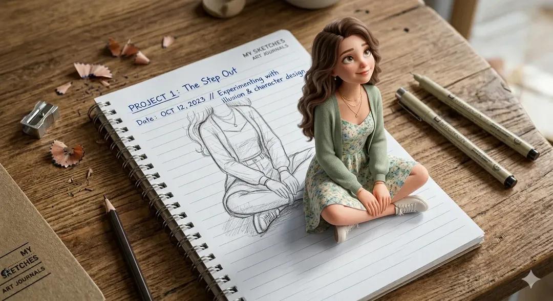 A creative 3D illusion artwork of a cute young girl stepp... 变体图第2张 - 绘词工坊