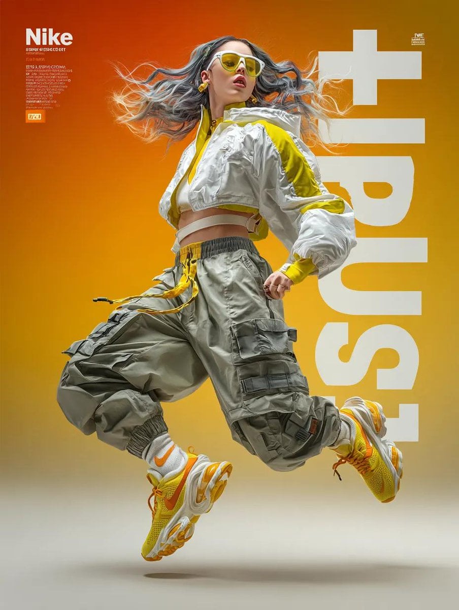A dynamic fashion advertisement for Nike showing a hyper-... 变体图第2张 - 绘词工坊