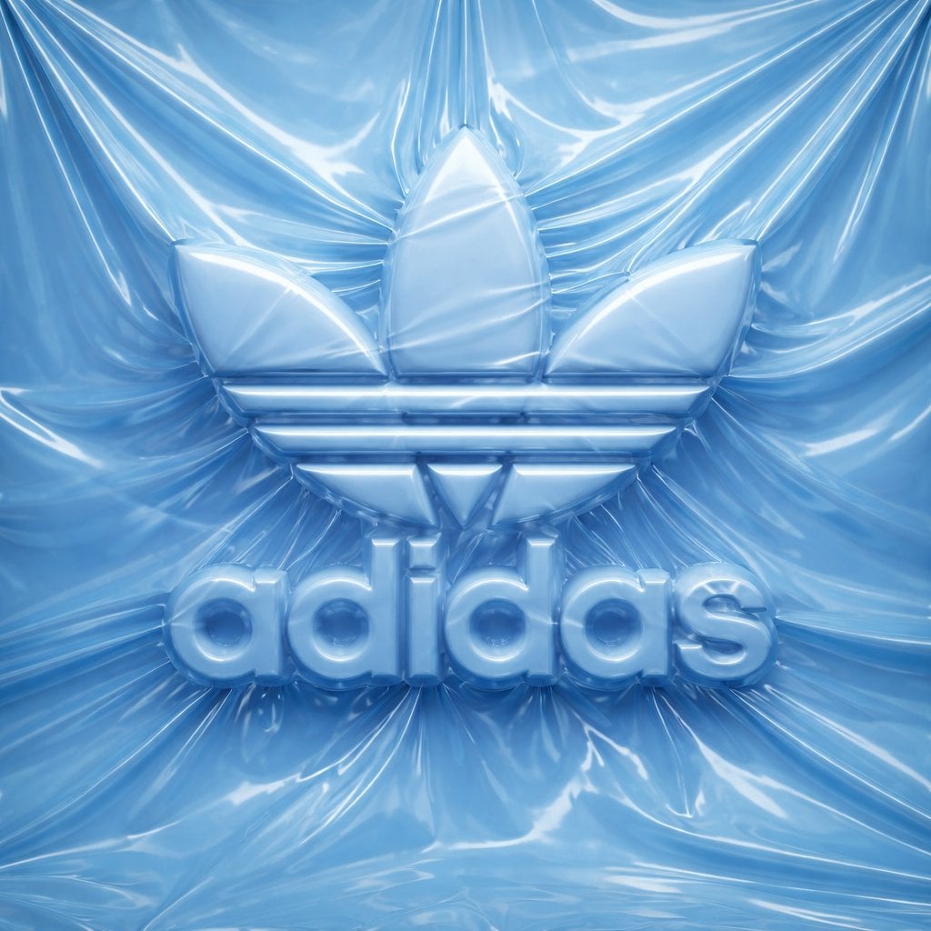塑料薄膜包裹下的ADIDAS ORIGINAL标志浮雕效果