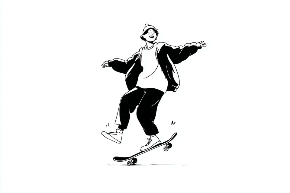 A simple black-and-white illustration of a [subject] in [... 变体图第4张 - 绘词工坊