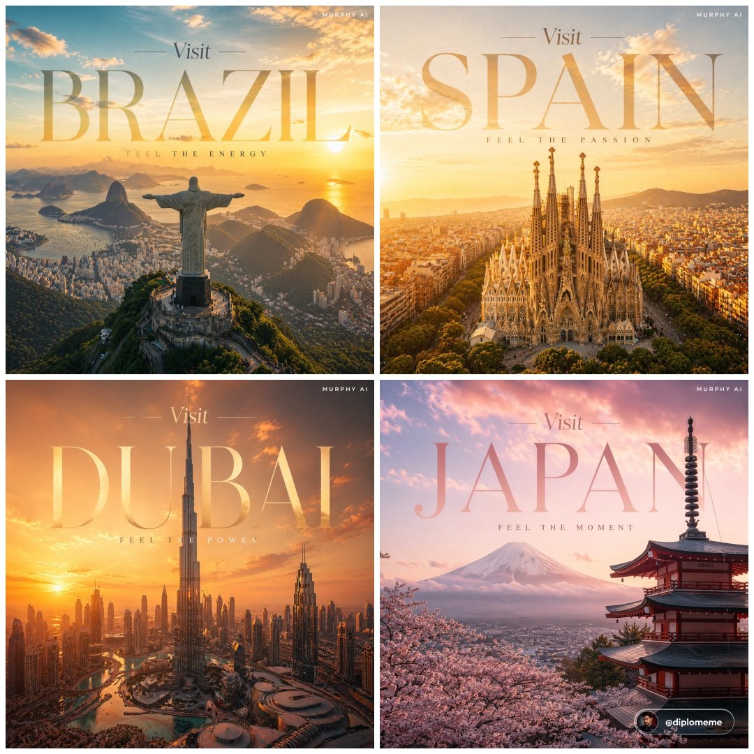 豪华旅游海报：西班牙圣家堂标志性景观与电影质感AI生成