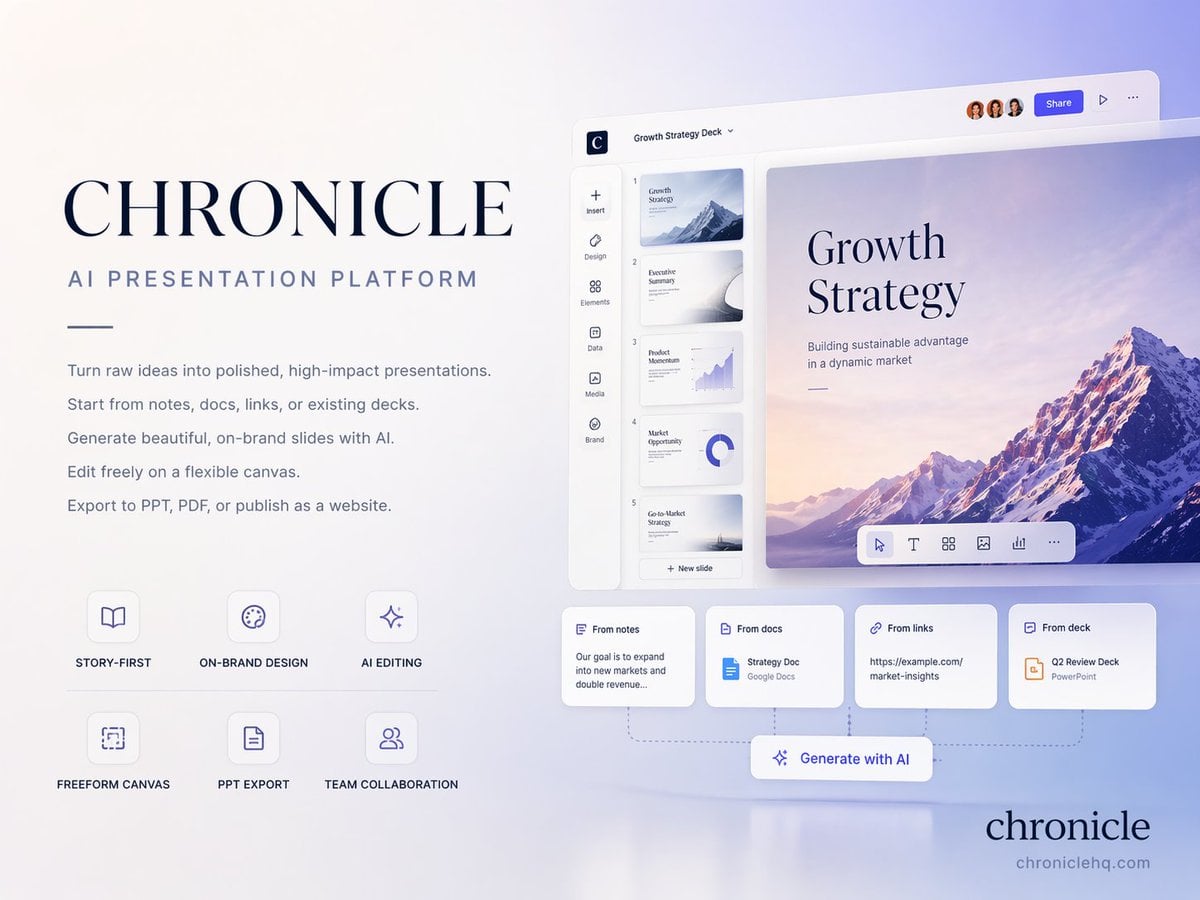 Chronicle AI演示平台：将创意转化为高端品牌幻灯片