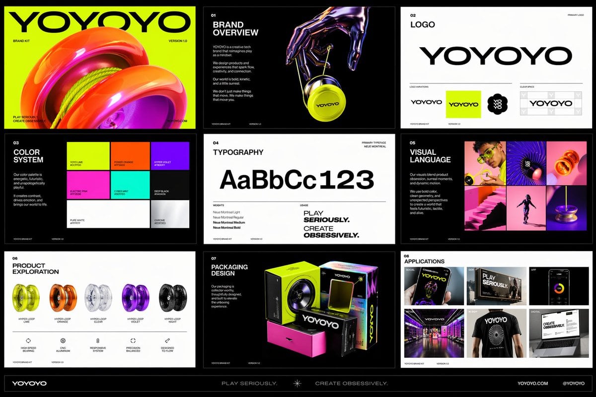 YOYOYO未来主义品牌套件设计：俏皮科技与创意视觉的完美融合