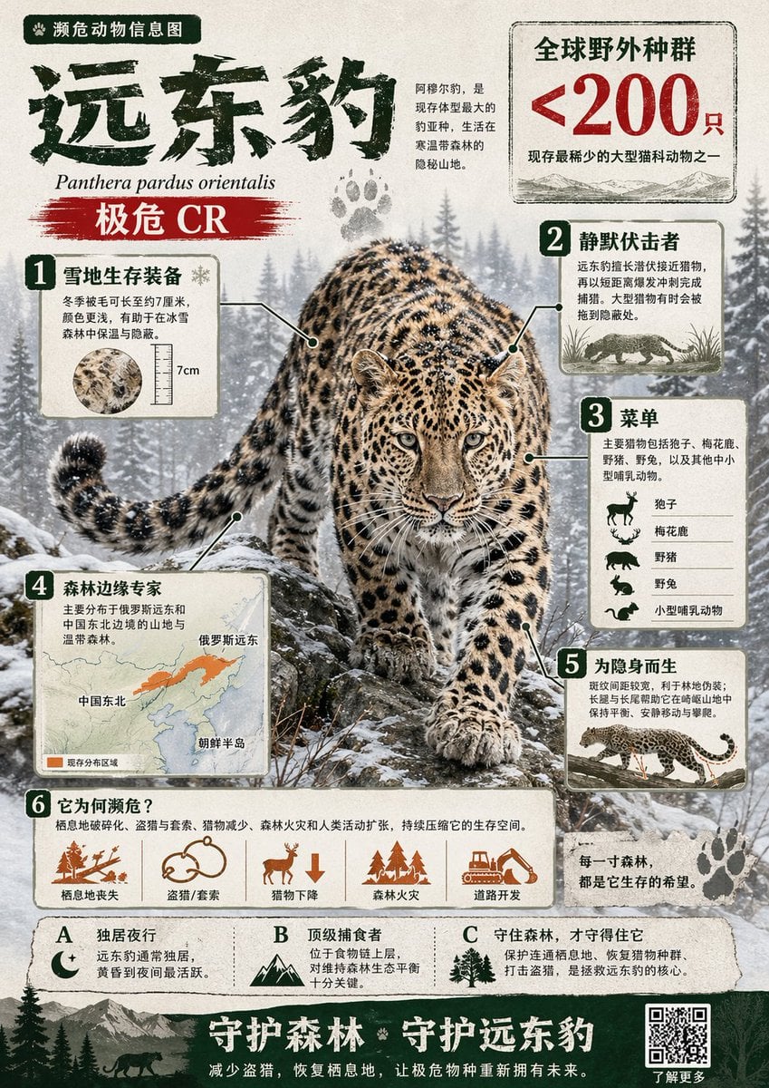 濒危动物信息图设计指南：栖息地、特征与视觉呈现