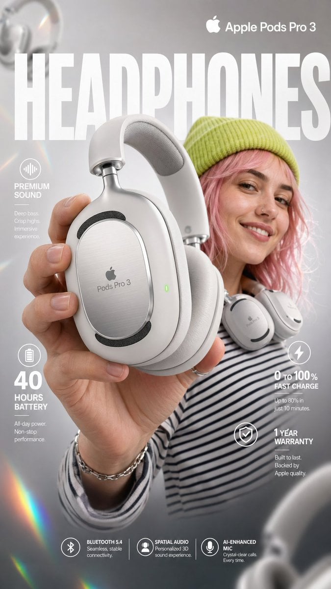 Apple Pods Pro 3无线耳罩耳机 主动降噪高清音质