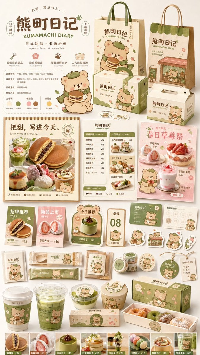 生成一张[餐饮品牌触点矩阵]系列视觉图，用于展示一个完整的餐饮品牌视觉系统与包装应用方案。 变体图第3张 - 绘词工坊