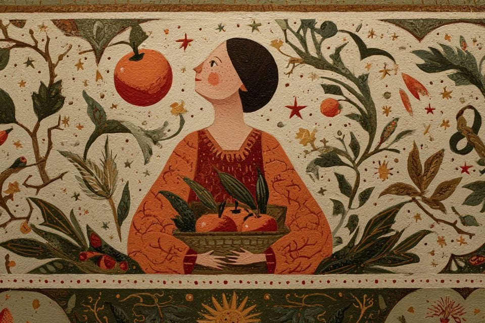 A naive folk art painting of [subject], surrounded by sym... 变体图第2张 - 绘词工坊