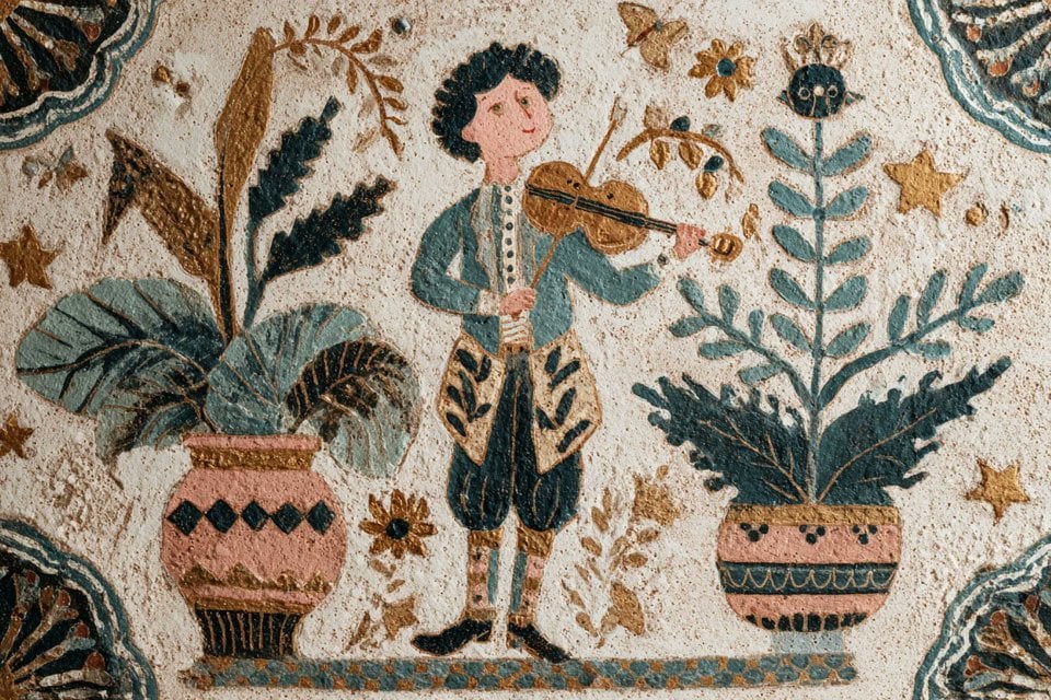 A naive folk art painting of [subject], surrounded by sym... 变体图第4张 - 绘词工坊