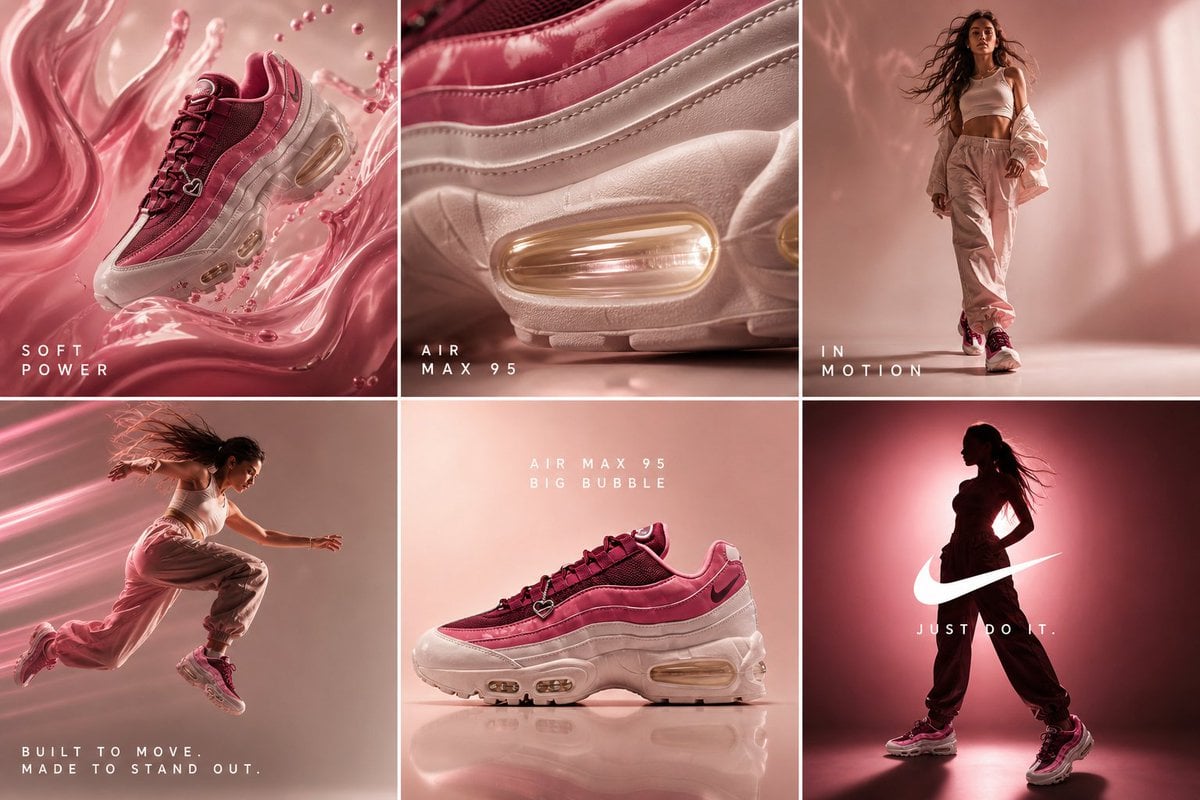 Nike Air Max 95“Big Bubble”深浆果粉运动鞋软实力奢华运动