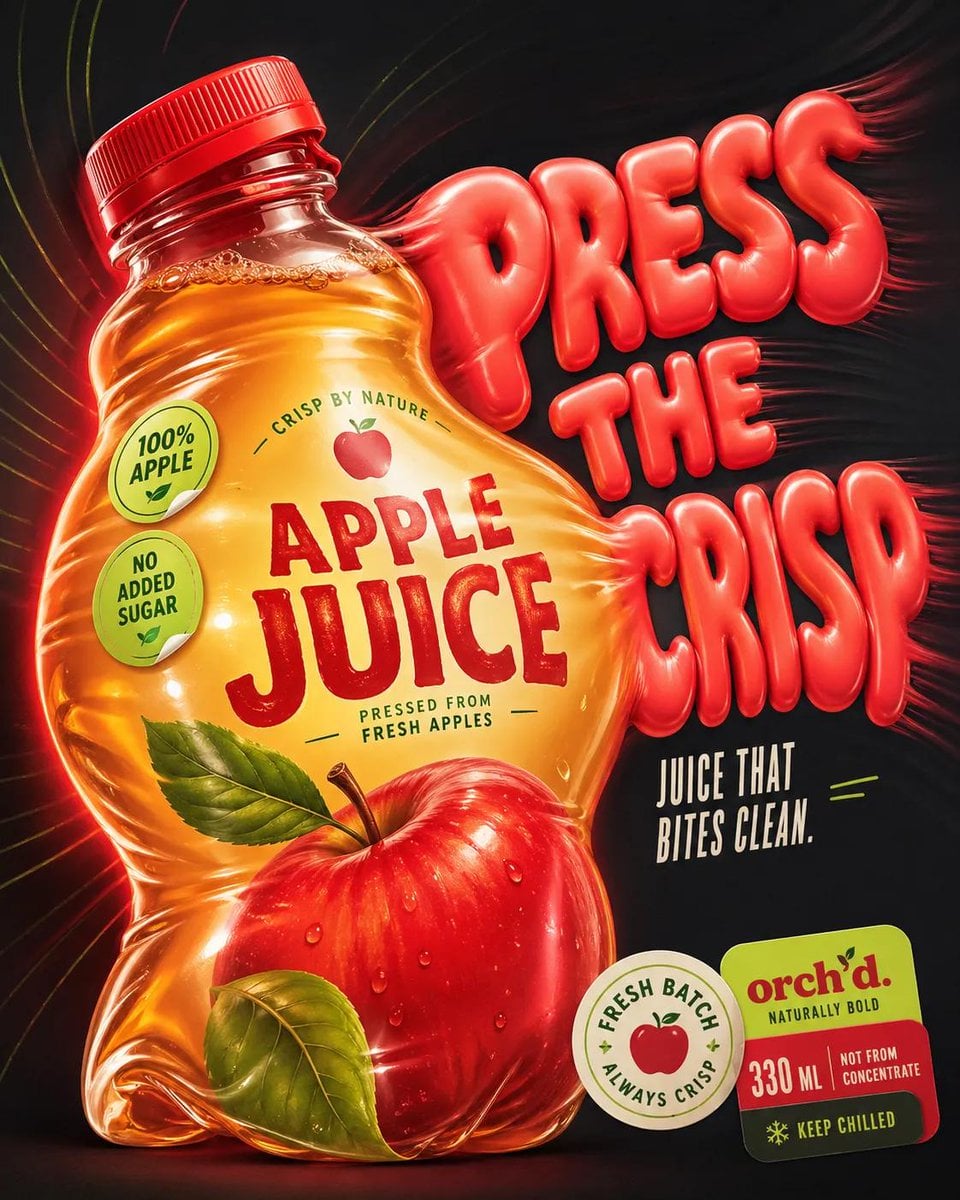 Design a '4:5' product poster for an 'orange' juice 3d bo... 变体图第2张 - 绘词工坊