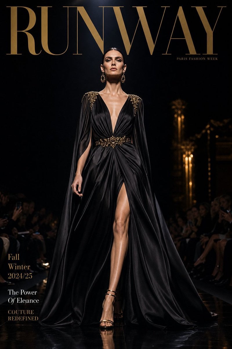 Luxury high-fashion runway magazine cover, title "FASHION", 变体图第2张 - 绘词工坊