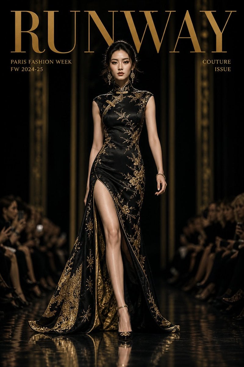 Luxury high-fashion runway magazine cover, title "FASHION", 变体图第3张 - 绘词工坊