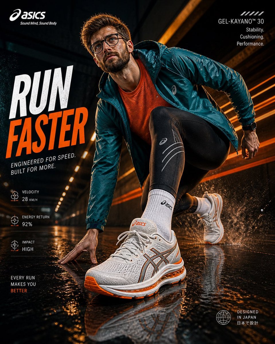 Create an ultra-high resolution (8K) premium ASICS sports... 变体图第2张 - 绘词工坊