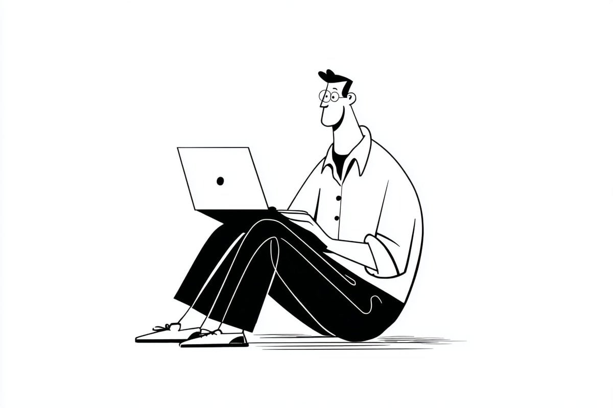 A simple black-and-white illustration of a [subject] in [... 变体图第2张 - 绘词工坊