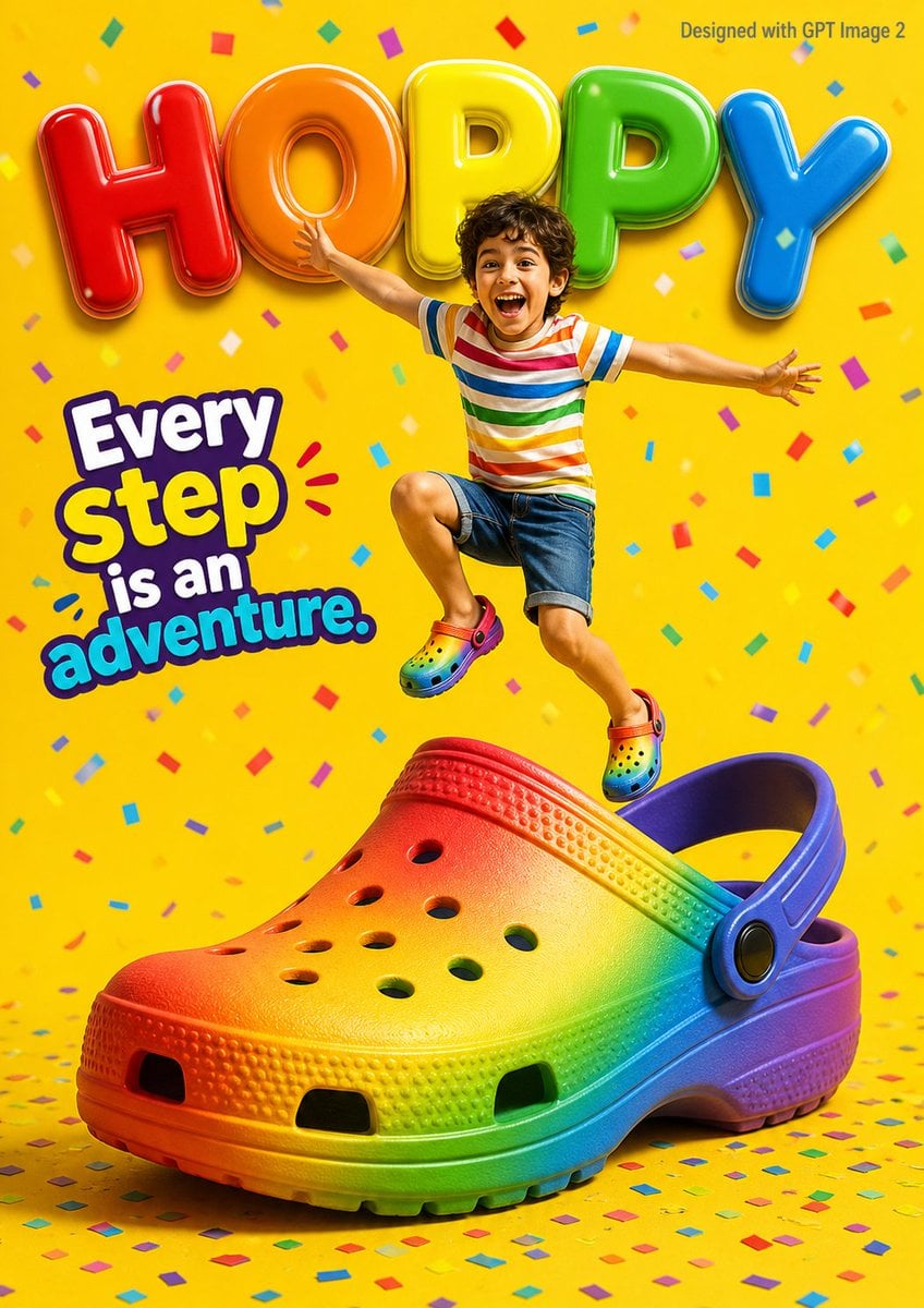 HOPPY儿童鞋广告海报 彩虹木鞋激发童真冒险能量