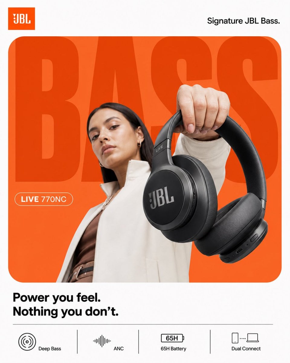低音不费吹灰之力：JBL x Nike风格耳机海报设计