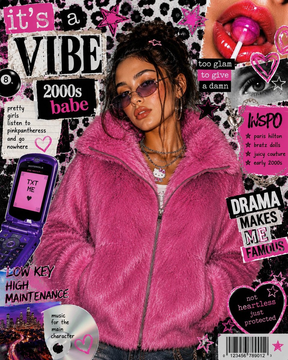 Create a bold Y2K Japanese street-editorial collage poste... 变体图第2张 - 绘词工坊