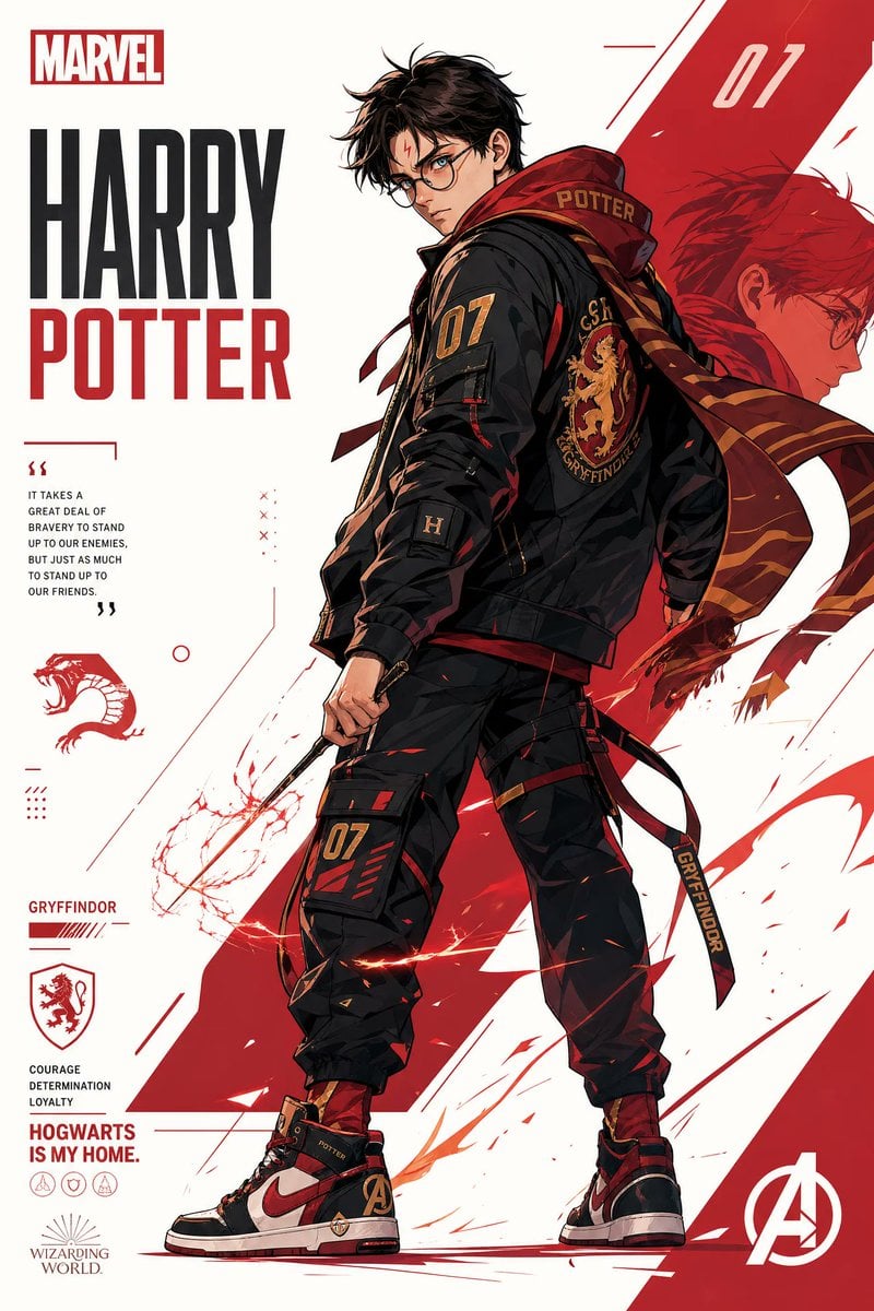 动漫角色风格化插画海报设计，街頭高对比艺术创作
