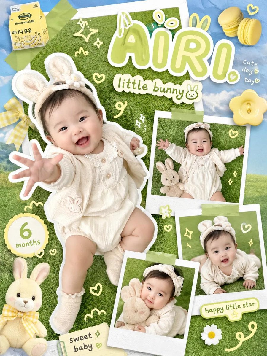 Kawaii scrapbook-style children photography poster, cute ... 变体图第2张 - 绘词工坊