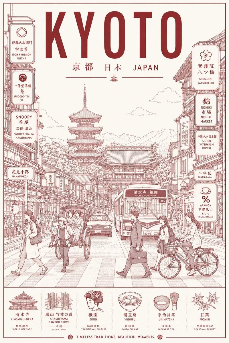 极简线条艺术旅行海报设计：城市时尚日常与瑞士现代主义风格