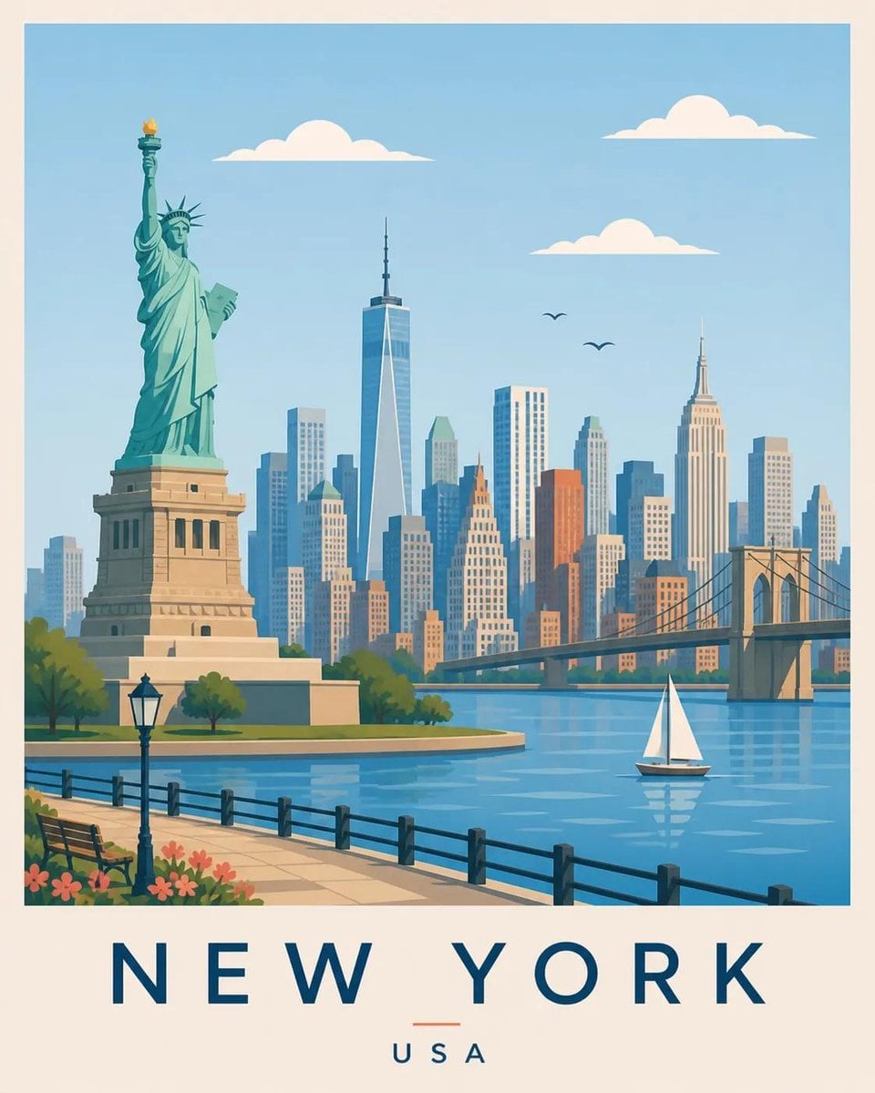 Create a premium editorial travel poster illustration of ... 变体图第2张 - 绘词工坊