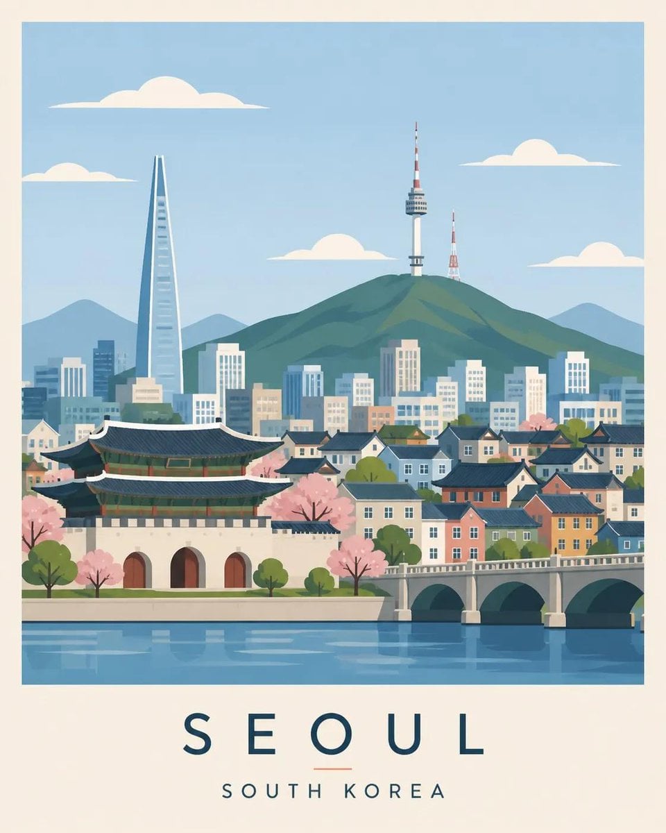 Create a premium editorial travel poster illustration of ... 变体图第3张 - 绘词工坊