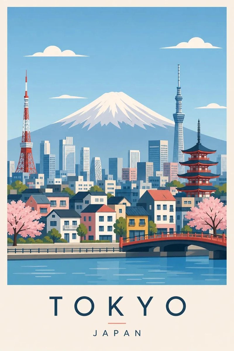 Create a premium editorial travel poster illustration of ... 变体图第4张 - 绘词工坊