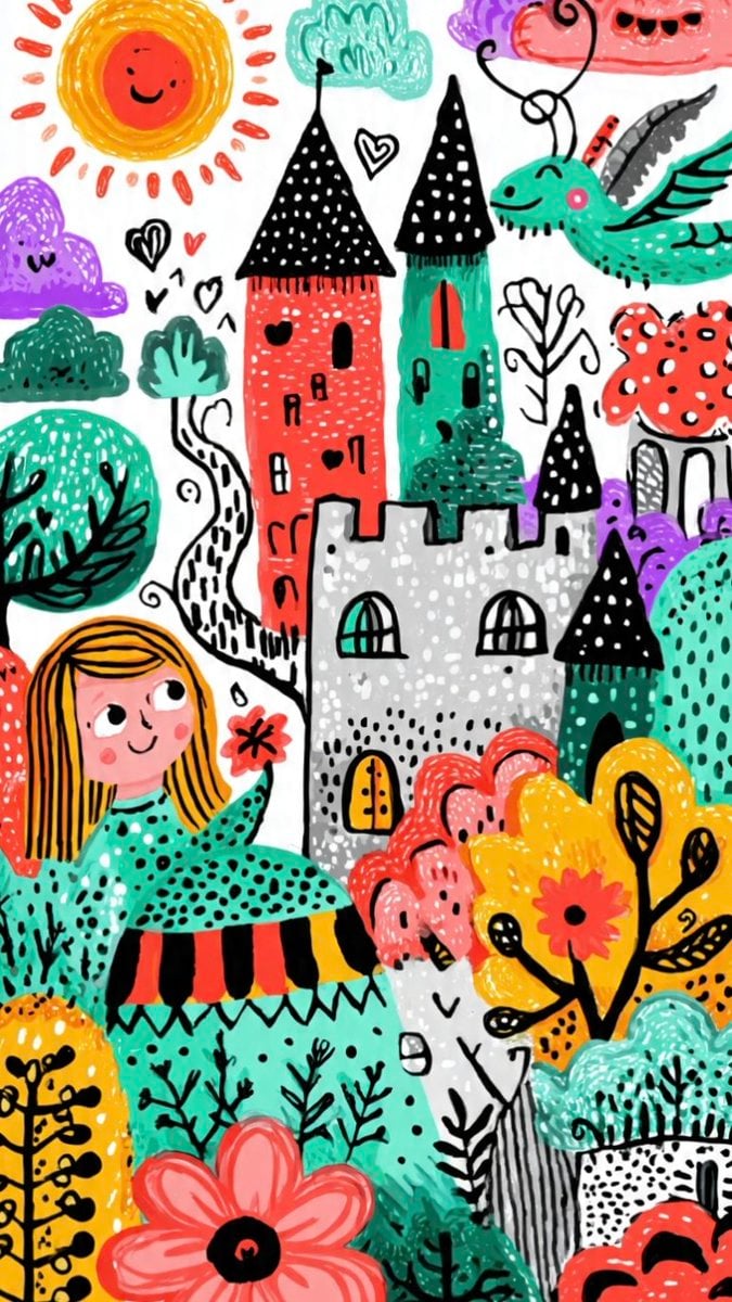 These two illustrations showcase a whimsical, folk-art st... 变体图第2张 - 绘词工坊