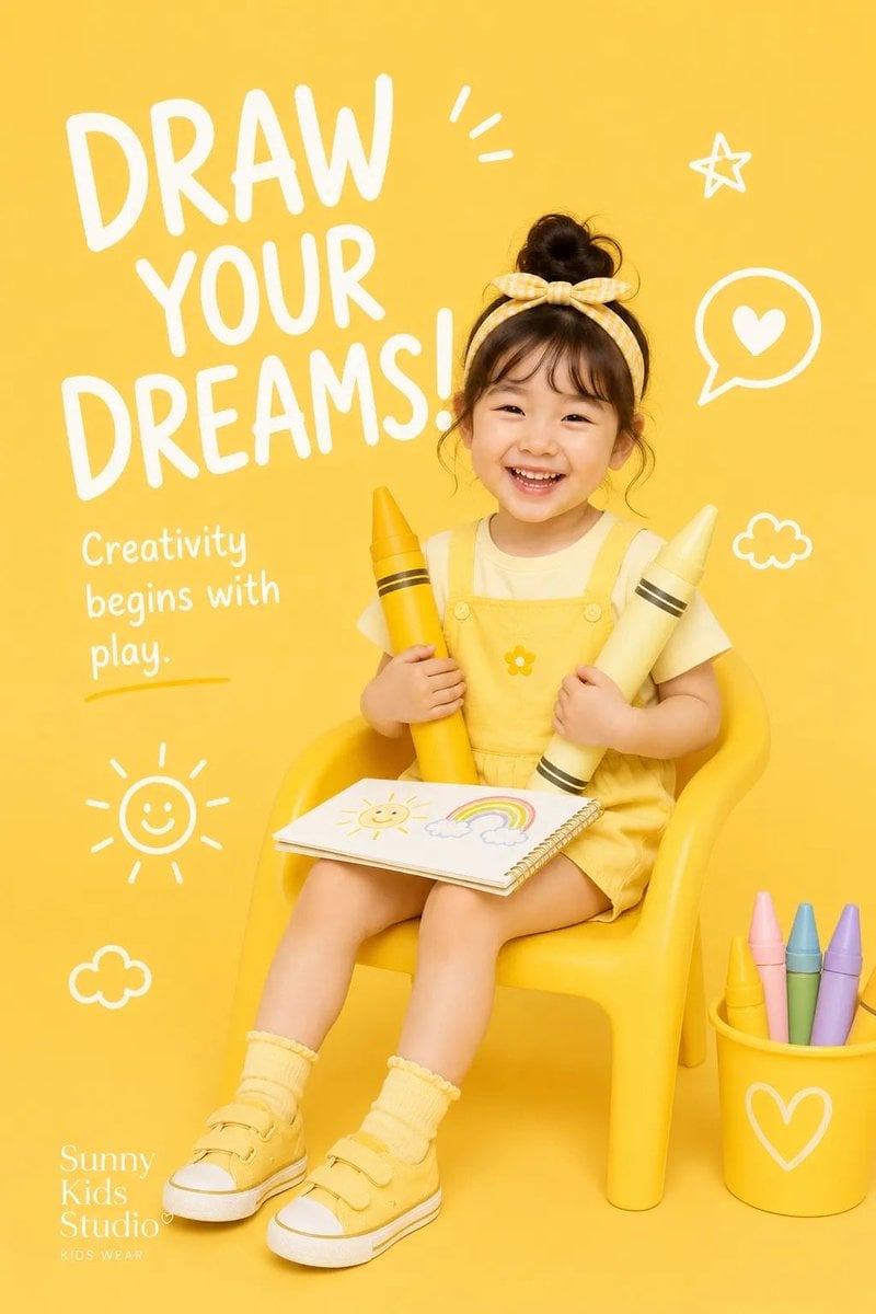 Create a premium playful kids-fashion editorial poster fo... 变体图第3张 - 绘词工坊