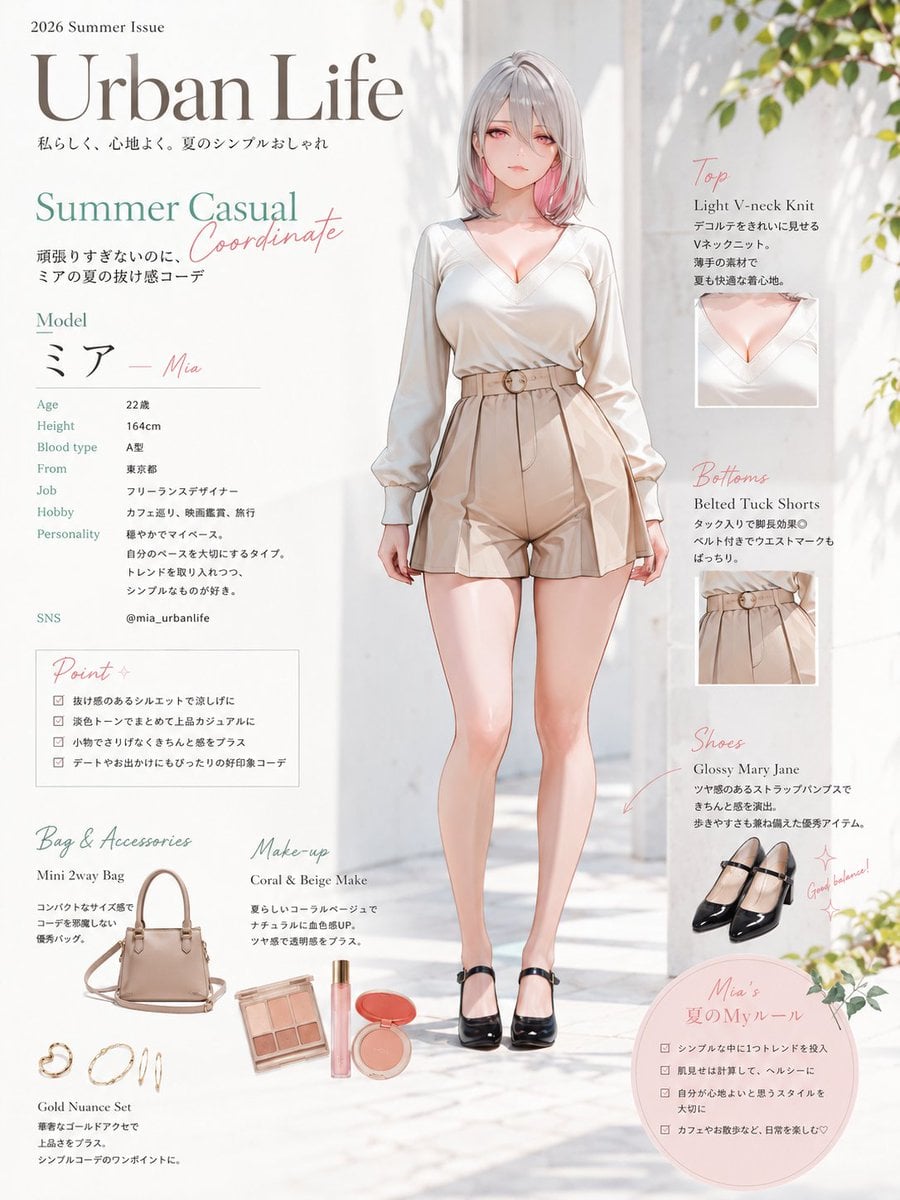 A stylish young woman with sleek, dark violet hair stands... 变体图第2张 - 绘词工坊