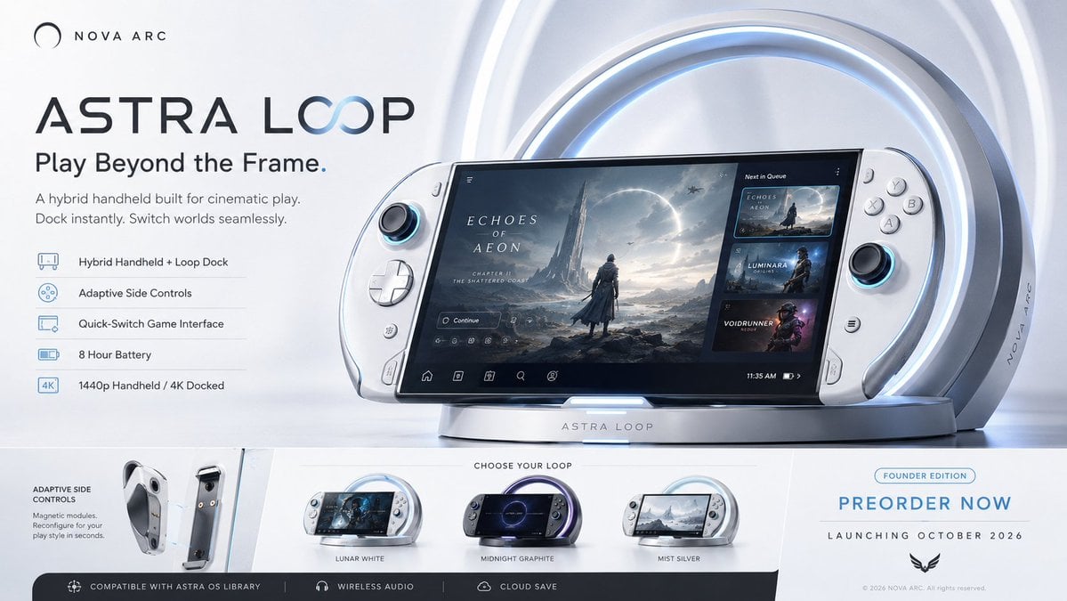 ASTRA LOOP混合掌机发布：月牙边缘设计，高端游戏硬件新标杆