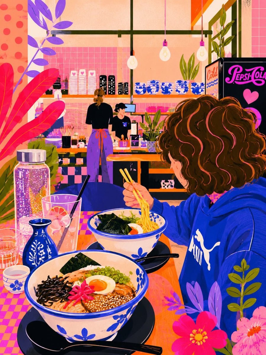A vibrant whimsical digital illustration of a cozy indie ... 变体图第2张 - 绘词工坊