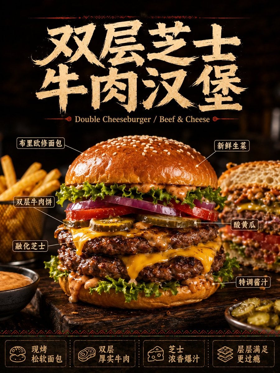请生成一张高完成度的「中文主导餐饮商业美食海报」。 变体图第3张 - 绘词工坊
