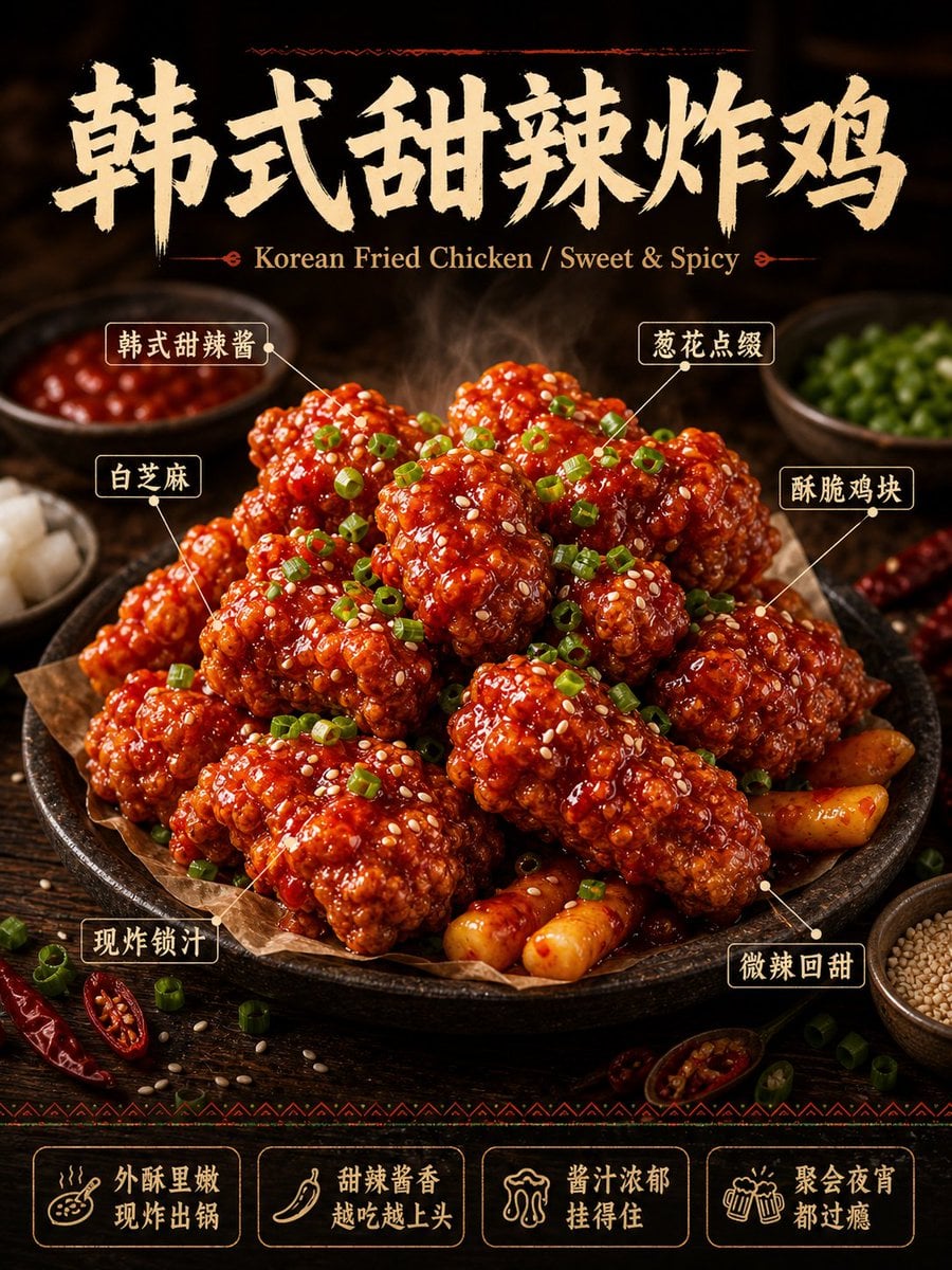 请生成一张高完成度的「中文主导餐饮商业美食海报」。 变体图第4张 - 绘词工坊