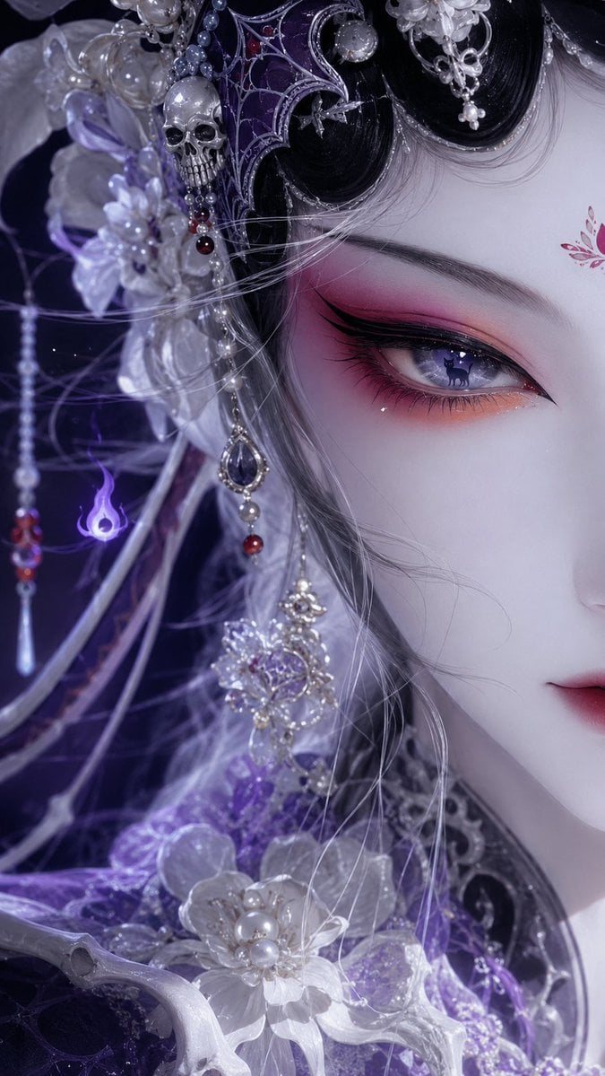 国风戏曲旦角美人系列｜极近景半脸单眼特写 变体图第2张 - 绘词工坊