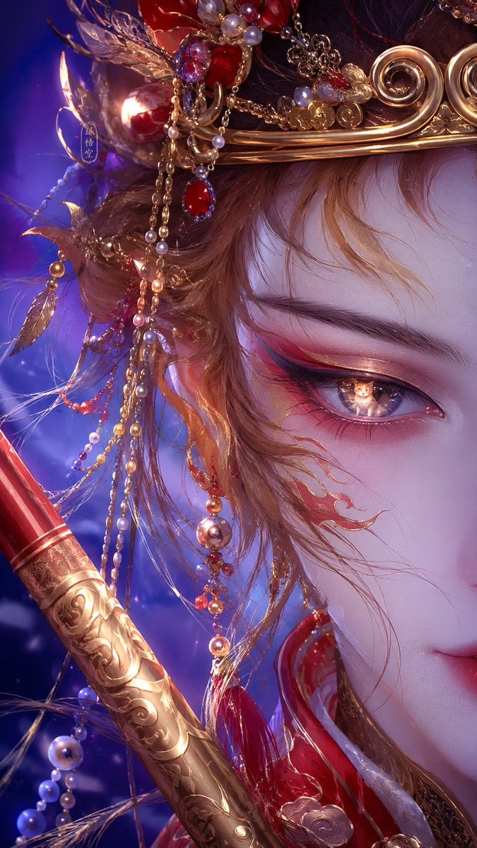 国风戏曲旦角美人系列｜极近景半脸单眼特写 变体图第4张 - 绘词工坊