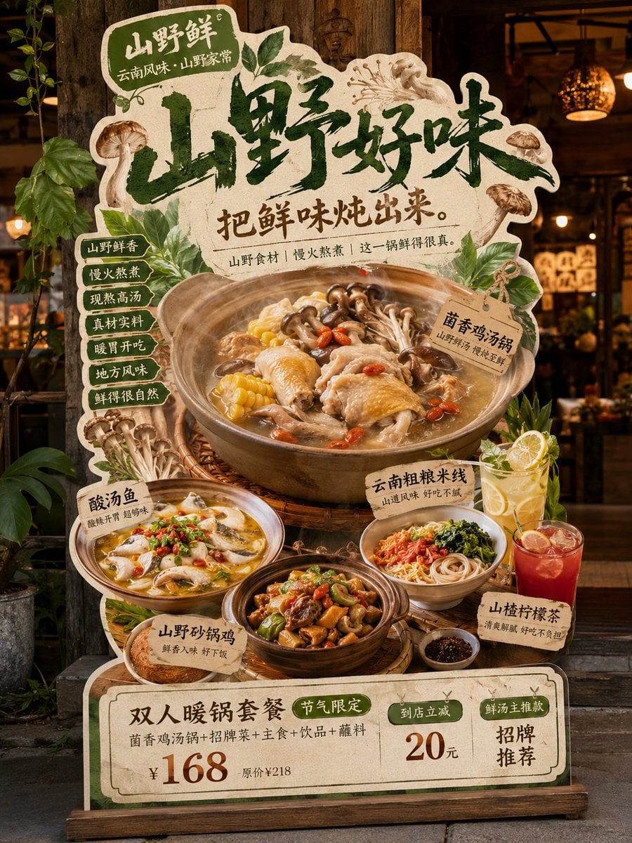 请生成一张高完成度的「餐饮异形展架 / 立牌」设计图，用于展示餐饮门店的新品推荐、招牌产品、套餐促销或品牌活动信息。 变体图第3张 - 绘词工坊