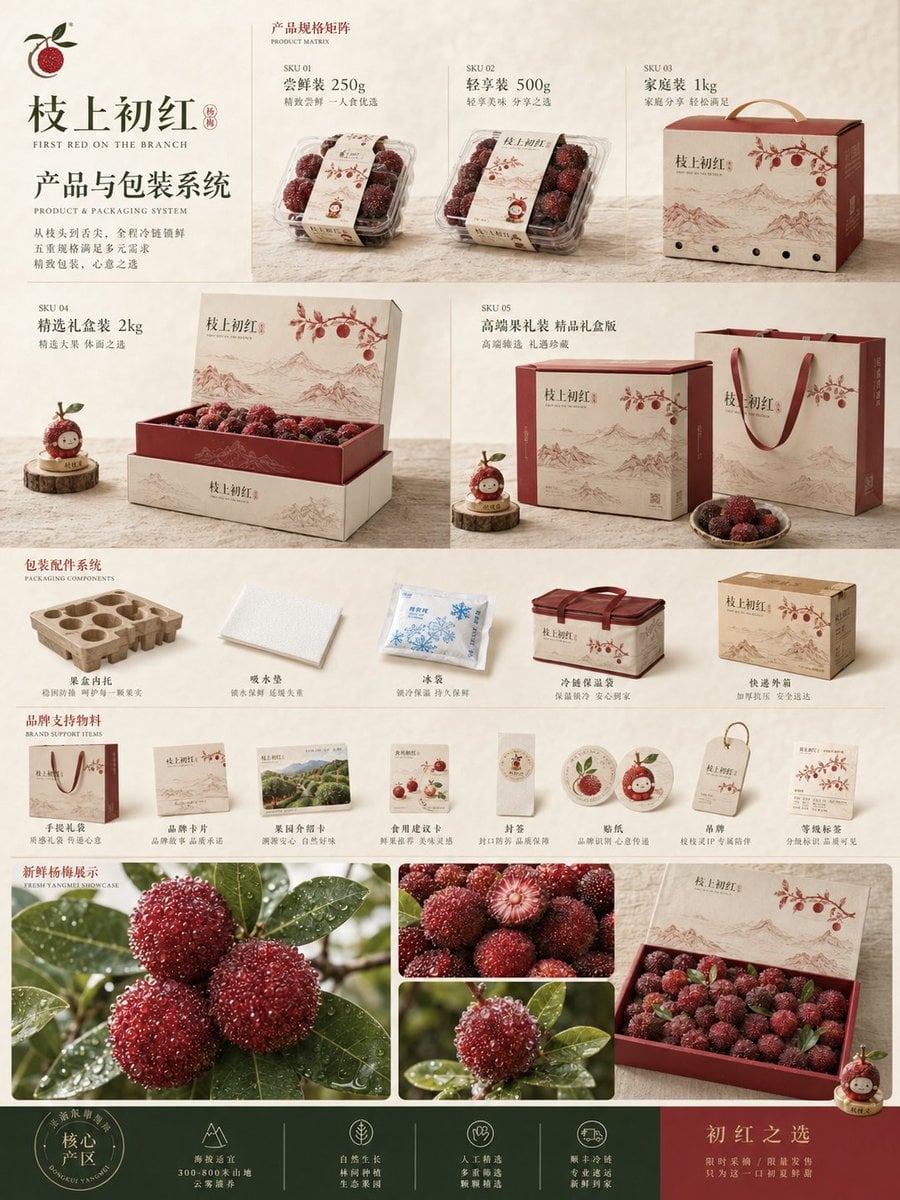 请根据以下设定，创作一套高完成度、具有统一视觉系统的「原创鲜果电商品牌商品化提案 / 4-Board Fresh ... 变体图第3张 - 绘词工坊