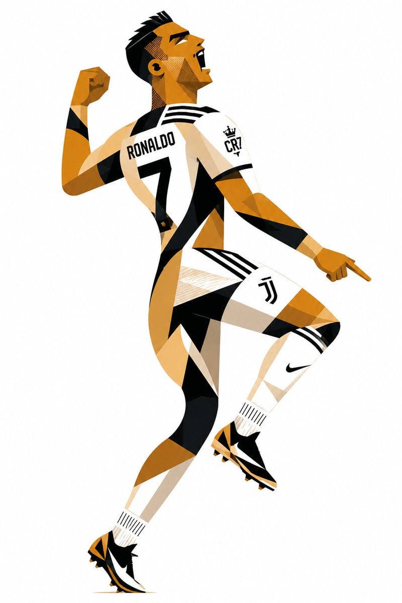Create a stylized geometric cubist sports illustration po... 变体图第2张 - 绘词工坊