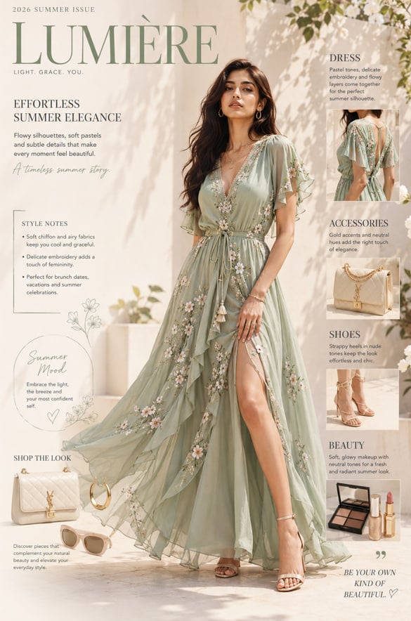 A high-fashion editorial cover featuring an elegant India... 变体图第2张 - 绘词工坊