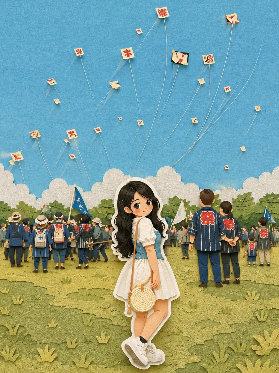 Cute layered paper-cut art style illustration of a chibi ... 变体图第4张 - 绘词工坊